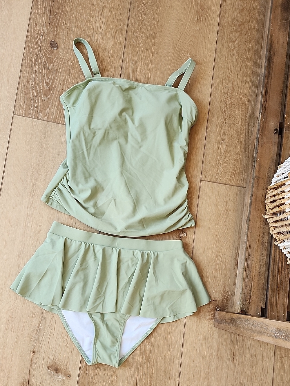 Women’s Two-Piece Sage Green Swim Set, Small